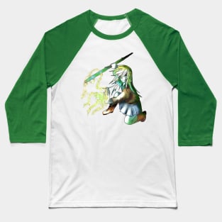 Dnd druid elf girl with a magic leaf whip Baseball T-Shirt